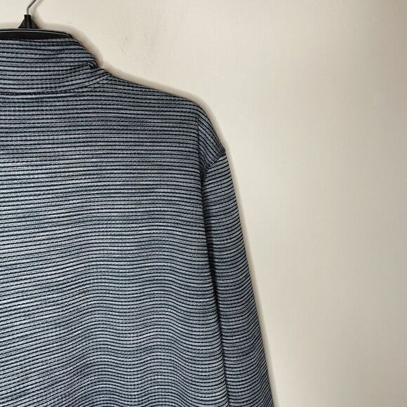 PRANA 1/4-Zip Pullover Mens XL Striped Waffle Sweatshirt Base Layer Blue - Picture 8 of 10